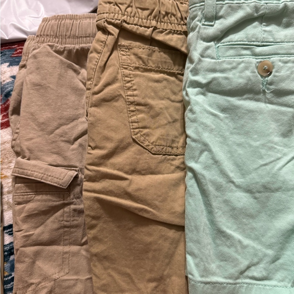 3 pairs of Kid’s Shorts - Khaki and mint